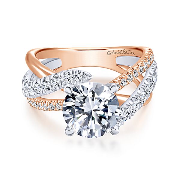 Moissanite engagement ring Rose gold Curved Diamond wedding band Women –  HelloRing